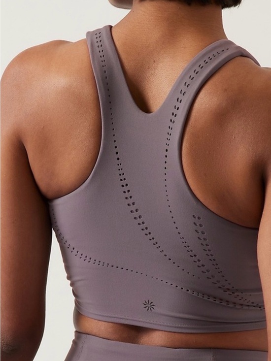 Athleta Tops - Athleta Mauve Laser-Cut High-Neck Crop Top